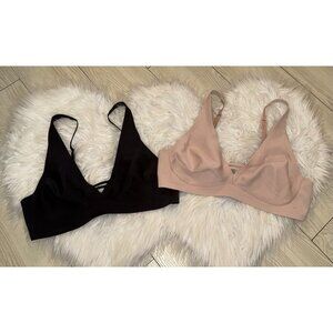 2 Soma Essentials Unlined Wireless Bras Womens 36B Black Pink